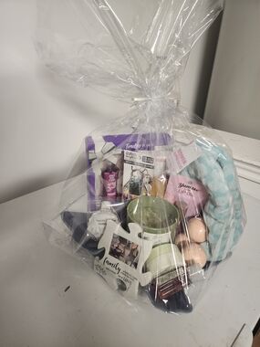 Spa Gift Basket with Plush Aqua Slippers and Body Care Items